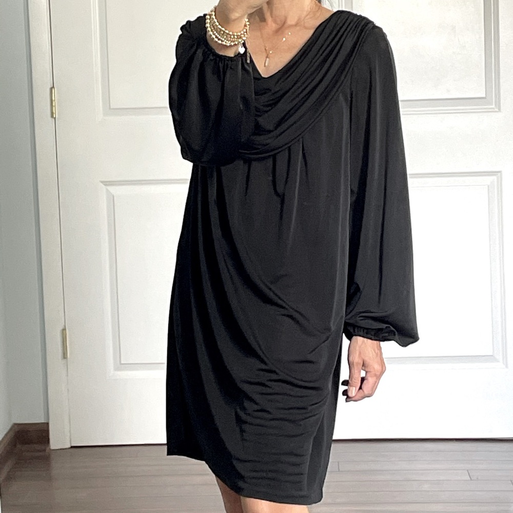 Halston III drape collar Mini Dress Tunic size 8